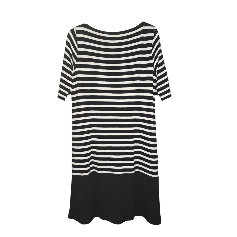 W by Worth Womens Black White Striped Boat Neck Shift Dress Short Sleeve Small - Picture 7 of 8